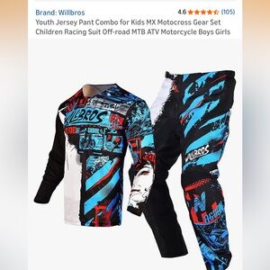 Youth Wildbris  Motocross Jersey and Pant Set - Black, Blue, Red